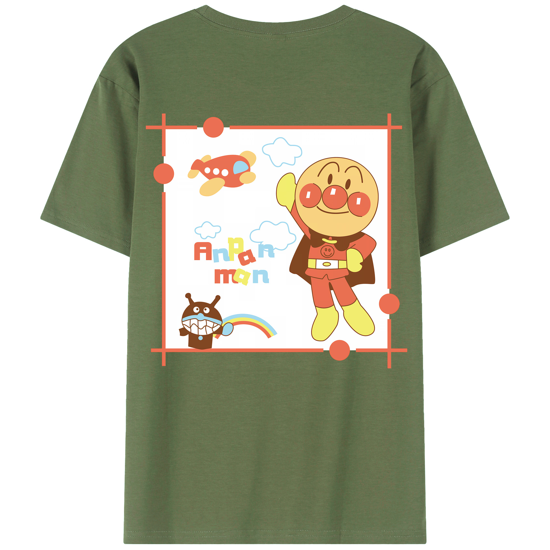 （画像用） アンパンマン Anpanman 綿100％ メンズ半袖Tシャツ（バックプリント） 通気性